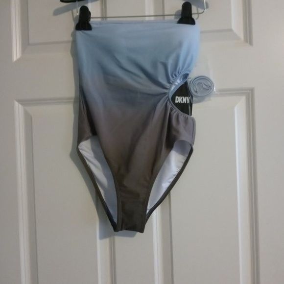 NWT DKNY Ombre Blue Strapless One Piece Swimsuit - Picture 13 of 14
